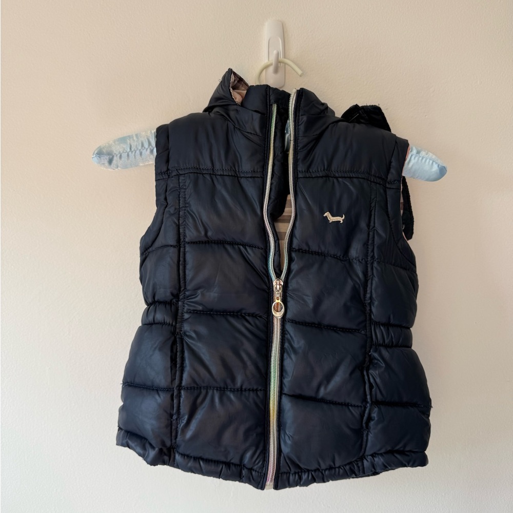 Haimott & Blante Black sleeveless Plaid Lined Jacket with color changing zipper